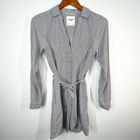 Abercrombie & Fitch Striped Belted Shirt Dress Small - Picture 1 of 11